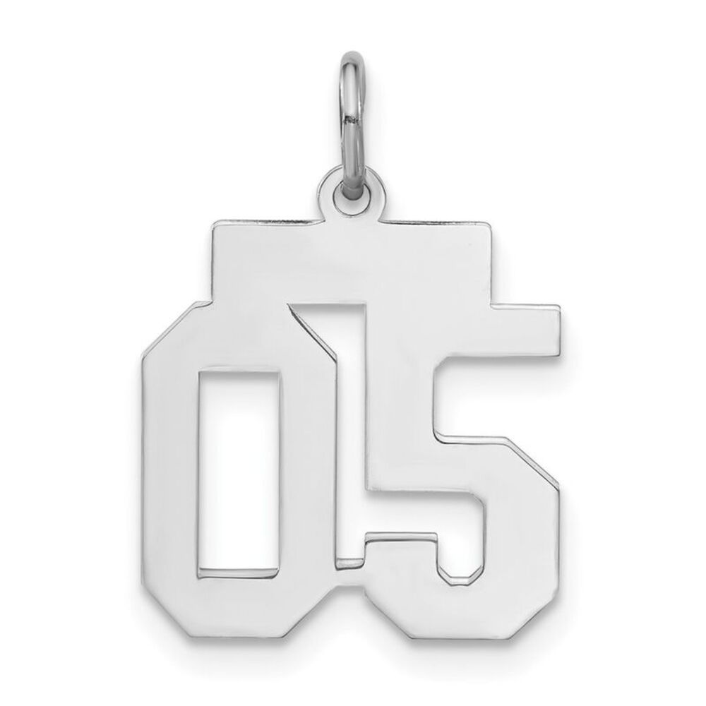 Sterling Silver, Athletic Collection, Small Polished Number 05 Pendant